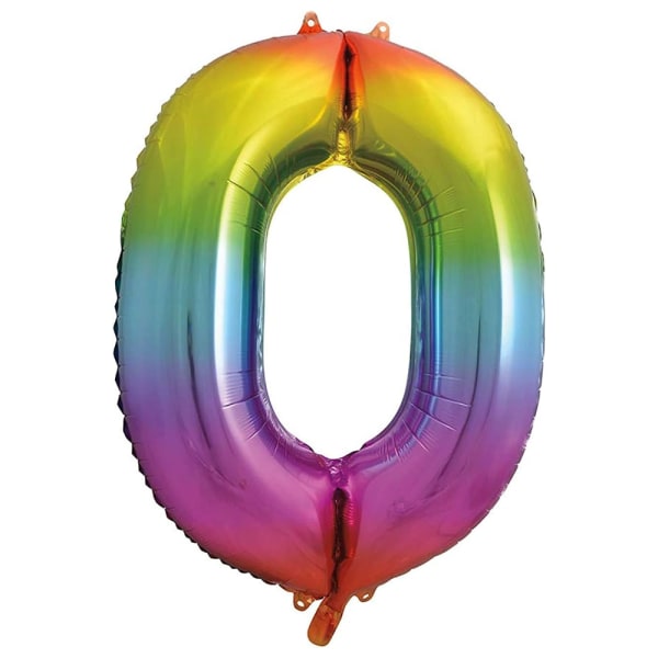 Unik Party Number 0 Glitz Folieballong One Size Rainbow Rainbow One Size