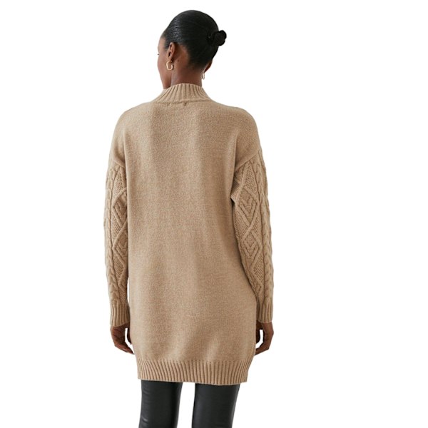 Principles Dam/Damer Argyle Cable Knit Hög Hals Pullover S Camel S-M