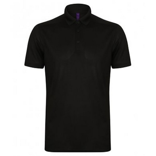 Henbury Herr Stretch Microfine Pique Poloshirt M Svart Black M