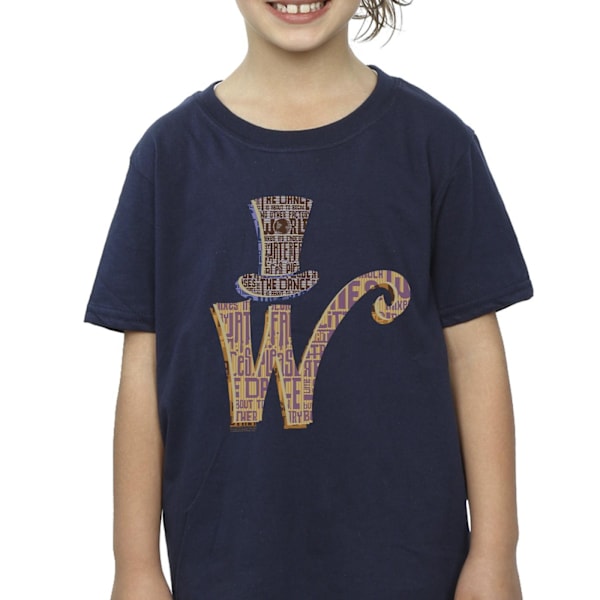 Willy Wonka Girls W Logo Hat Bomull T-shirt 9-11 år Marinblå Navy Blue 9-11 Years