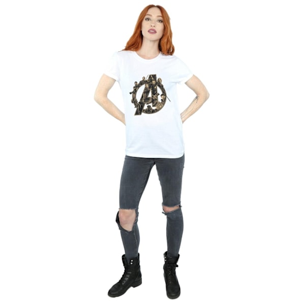 Avengers Infinity War Dam T-shirt i bomull för kvinnor/damer med logotyp White XL