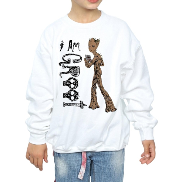 Avengers Infinity War Girls I Am Teenage Groot Sweatshirt 7-8 år White 7-8 Years