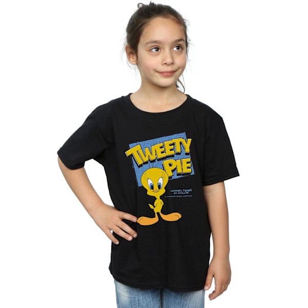 Looney Tunes Girls Tweety Pie Bomull T-shirt 7-8 år Svart Black 7-8 Years