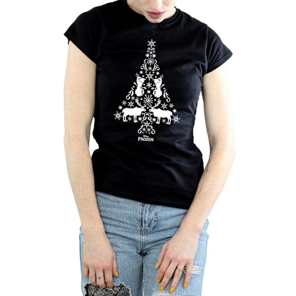 Disney Dam/Kvinnor Frozen Julgran Bomull T-shirt L Svart Black L