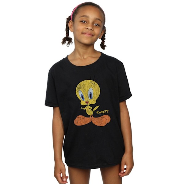 Looney Tunes Girls Tweety Pie Distressed Bomull T-shirt 12-13 år Black 12-13 Years