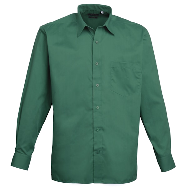 Premier Mens Premier Poplin Långärmad formell skjorta 17.5 Emer Emerald 17.5