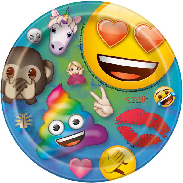Unika Party Rainbow Fun Paper Emoji Party-tallrikar (paket med 8) O Multicoloured One Size