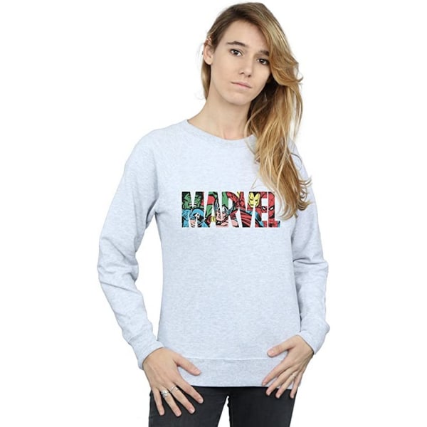 Marvel Dam/Kvinnor Infill Logo Heather Sweatshirt L Grå Grey L