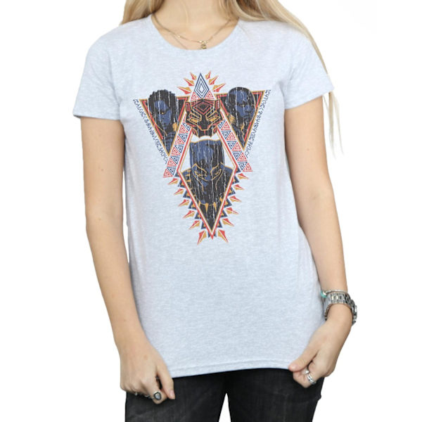 Marvel Womens/Ladies Black Panther Tribal Heads Bomull T-shirt Sports Grey M