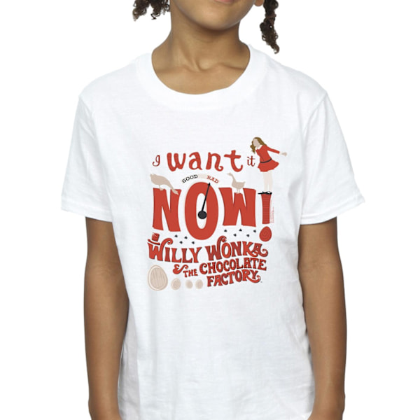 Willy Wonka Flickor Verruca Salt I Want It Now Bomull T-shirt 3-4 White 3-4 Years