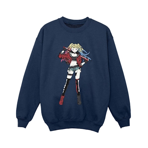 DC Comics Boys Harley Quinn Stående Pose Sweatshirt 12-13 År Navy Blue 12-13 Years