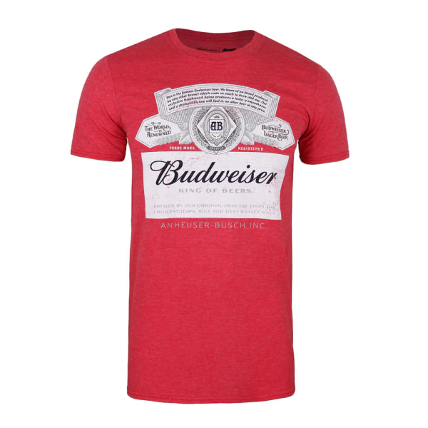 Budweiser Män Label T-shirt S Röd Ljung Red Heather S