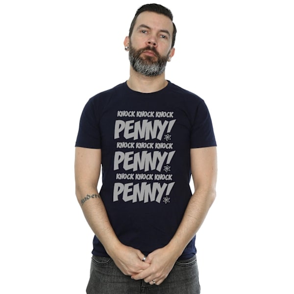 The Big Bang Theory Herr Sheldon Knock Knock Penny T-shirt XXL Navy Blue XXL