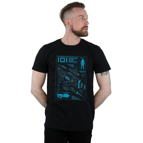 Ready Player One Mens IOI Laser Rifle Blueprint T-Shirt XXL Svart Black XXL