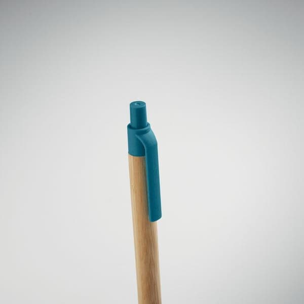 MidOcean Itea Färgad Tryckknapp Bambu & Vetehalm Kulspetspenna Blue One Size