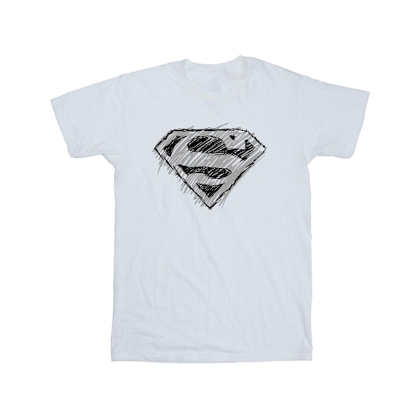 DC Comics Boys Superman Logo Sketch T-Shirt 5-6 år Vit White 5-6 Years