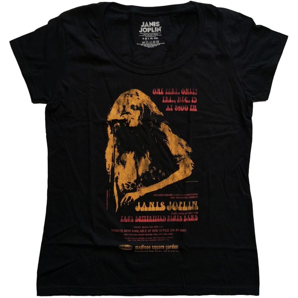 Janis Joplin Dam/Kvinnor Madison Square Garden Bomull T-shirt Black M