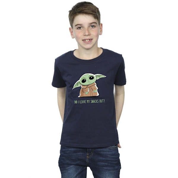 Star Wars Pojkar The Mandalorian Grogu Snacks Meme T-Shirt 9-11 Y Navy Blue 9-11 Years