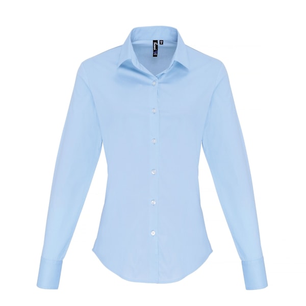 Premier Dam/Kvinnor Stretch Fit Poplin Långärmad Blus 2XL Pale Blue 2XL