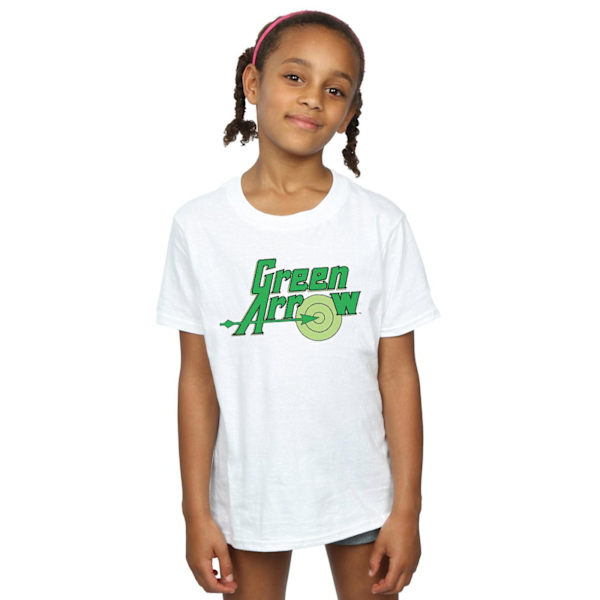 DC Comics Girls Green Arrow Text Logo Bomull T-shirt 12-13 År White 12-13 Years