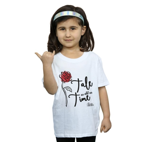 Disney Girls Tale As Old As Time Rose T-shirt i bomull 12-13 år White 12-13 Years