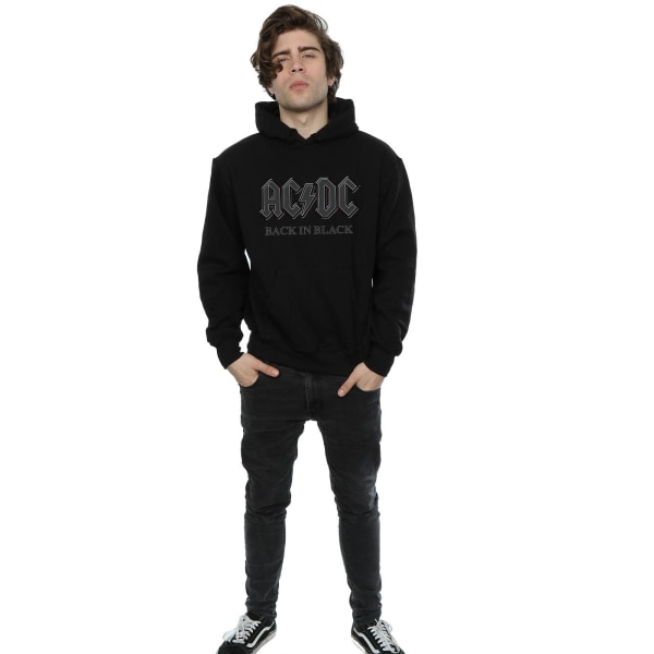 AC/DC Mens Back In Black Hoodie L Svart Black L