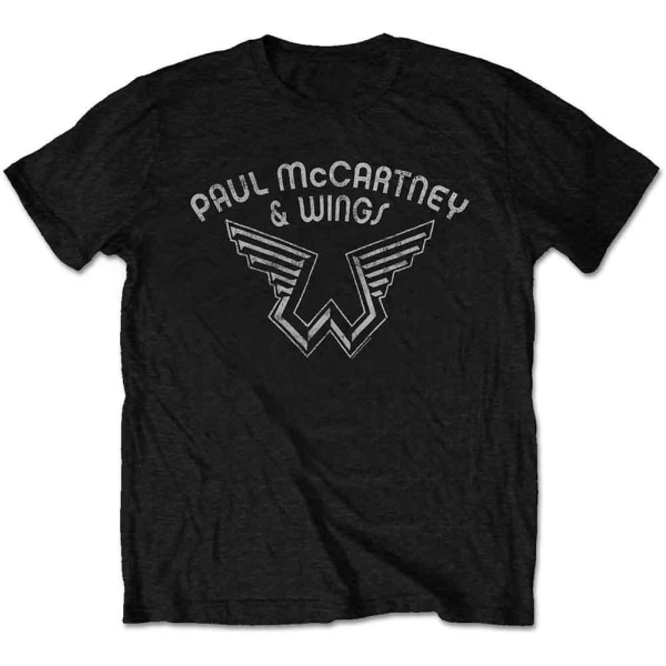 Paul McCartney Dam/Kvinnors Wings Logotyp T-shirt L Svart Black L