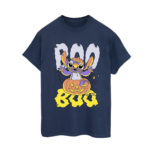 Lilo & Stitch Dam/Kvinnor Boo Pumpa Bomulls Boyfriend T-shirt Navy Blue L