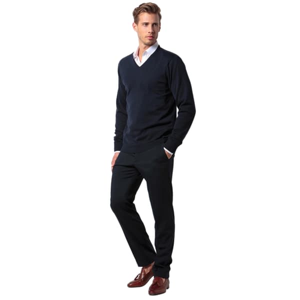 Kustom Kit Herr Arundel Långärmad V-ringad Tröja 4XL Svart Black 4XL