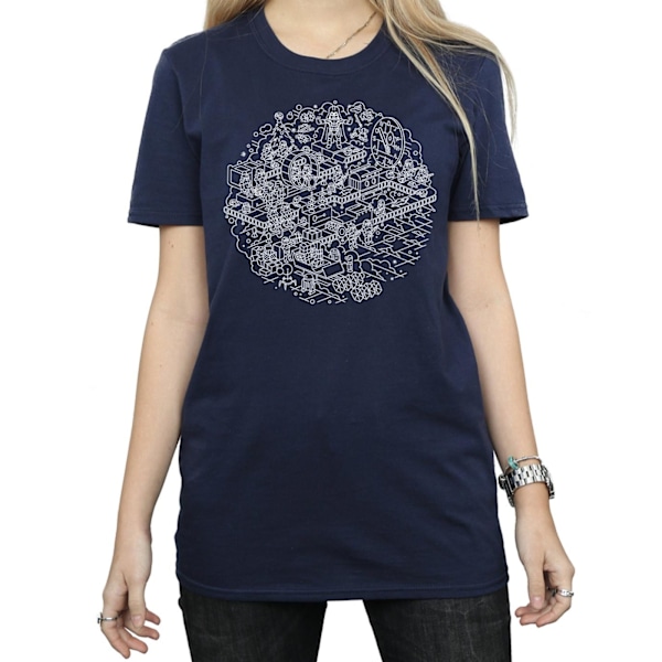 Star Wars Dam/Damer Jul Dödsstjärnan Bomull Pojkvän T-shirt Navy Blue L