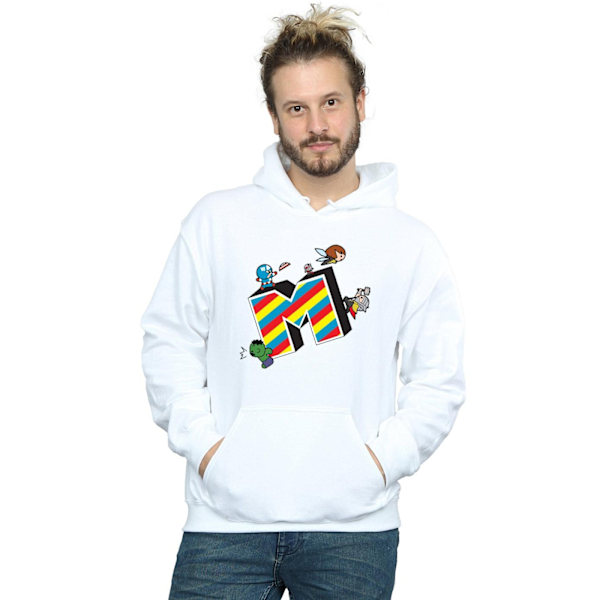 Marvel Mens Kawaii M Is For Marvel Hoodie XXL Vit White XXL