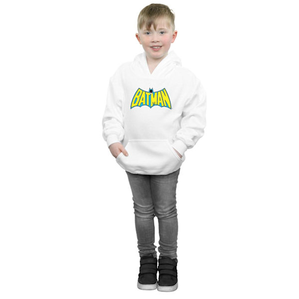 DC Comics Boys Batman Retro Logo Hoodie 12-13 år Vit White 12-13 Years