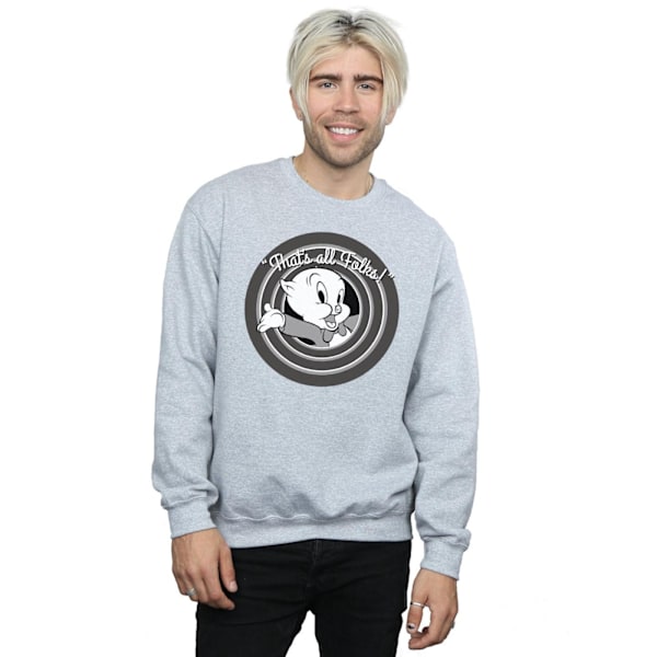 Looney Tunes Mens That´s All Folks Porky Pig Sweatshirt XL Spor Sports Grey XL