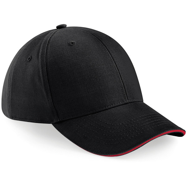 Beechfield Vuxen Unisex Athleisure Bomull Baseball Cap En Storlek Black/Classic Red One Size