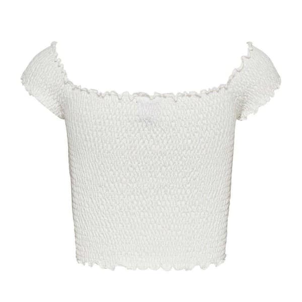 Tommy Jeans Dam Mini Logo Off Shoulder Slim Smock Topp Ecru 14 UK