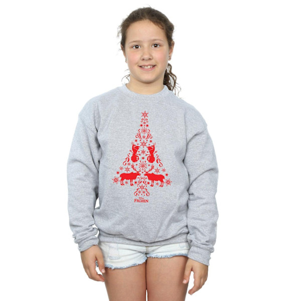 Disney Girls Frozen Julgran Sweatshirt 5-6 År Sport Sports Grey 5-6 Years