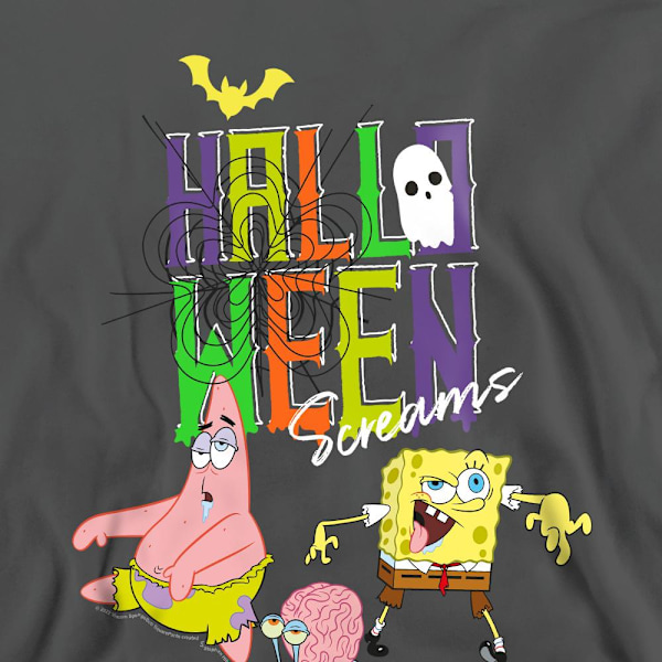 SvampBob Fyrkant Unisex Vuxen Skriker Halloween Sweatshirt Charcoal XXL