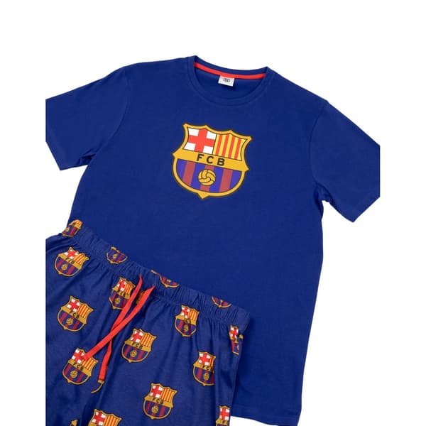 FC Barcelona Herr Crest Kortärmad Lång Pyjamas Set S Blå Blue S