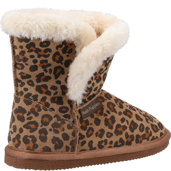 Hush Puppies Girls Ashlynn Leopard Print Mocka Tofflor 2 UK Le Leopard 2 UK