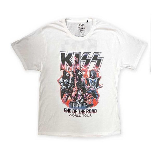Kiss Unisex Adult End Of The Road Band Playing T-Shirt XL Vit White XL