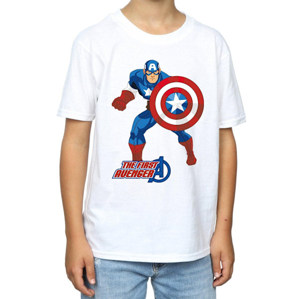 Captain America Pojkar The First Avenger T-Shirt 7-8 År Vit White 7-8 Years