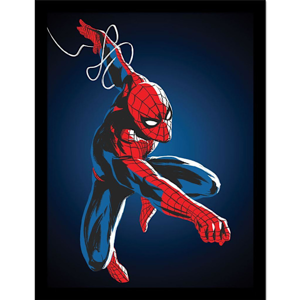 Spider-Man Web Line 2 inramad affisch 40cm x 30cm Blå/Röd Blue/Red 40cm x 30cm