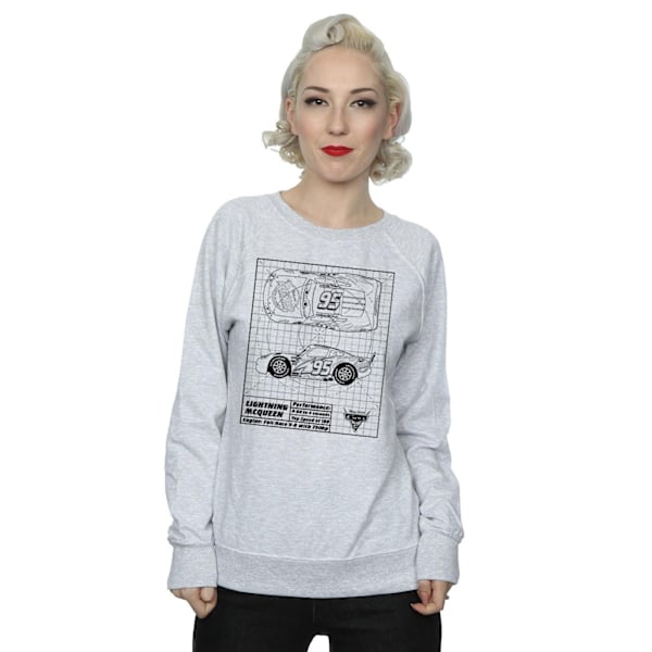 Disney Dam/Kvinnor Bilar Blixten McQueen Ritning Sweatshirt Heather Grey S