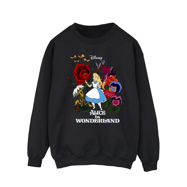 Disney Mens Alice In Wonderland Flowers Sweatshirt L Svart Black L