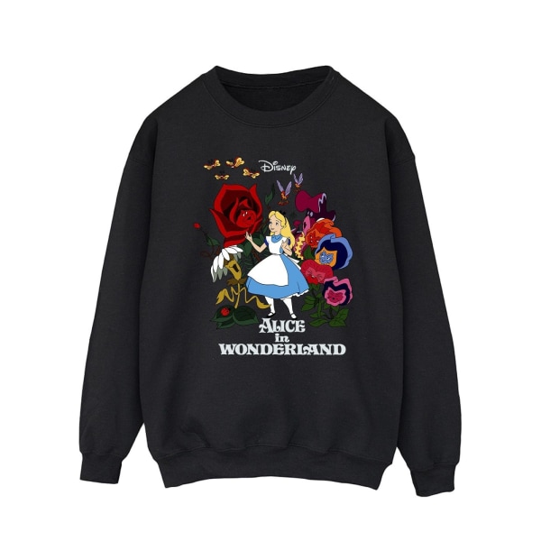 Disney Mens Alice In Wonderland Flowers Sweatshirt XXL Svart Black XXL