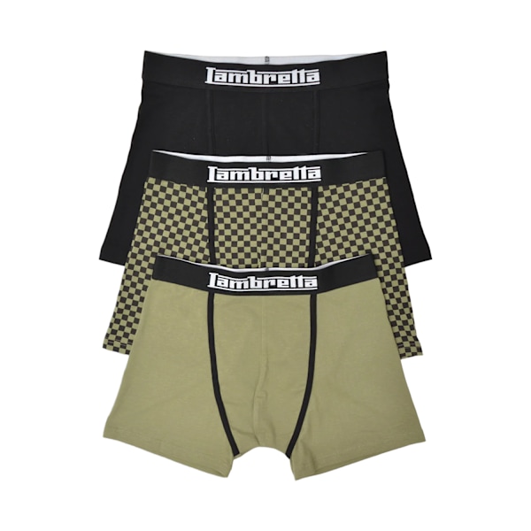 Lambretta Herr Assorterade Mönster Boxershorts (3-pack) XXL Kh Khaki Green/Black XXL