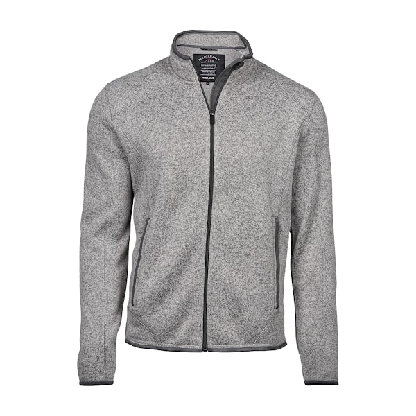 Tee Jays Herr Stickad Outdoor Fleece Jacka XL Grå Melange Grey Melange XL