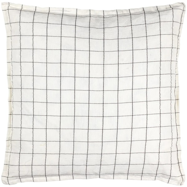 Yard Oxford Trim Linen Grid Kuddeöverdrag 50cm x 50cm Ecru Ecru 50cm x 50cm