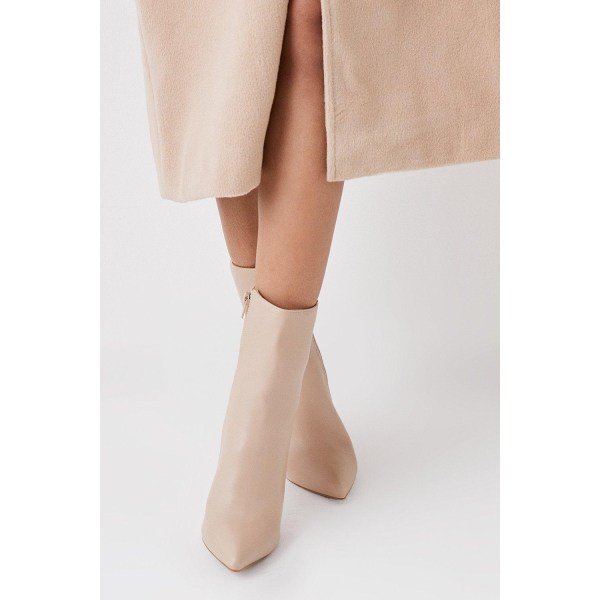 Faith Womens/Ladies Madison Pointed Stiletto Heel Ankle Boots 8 Beige 8 UK
