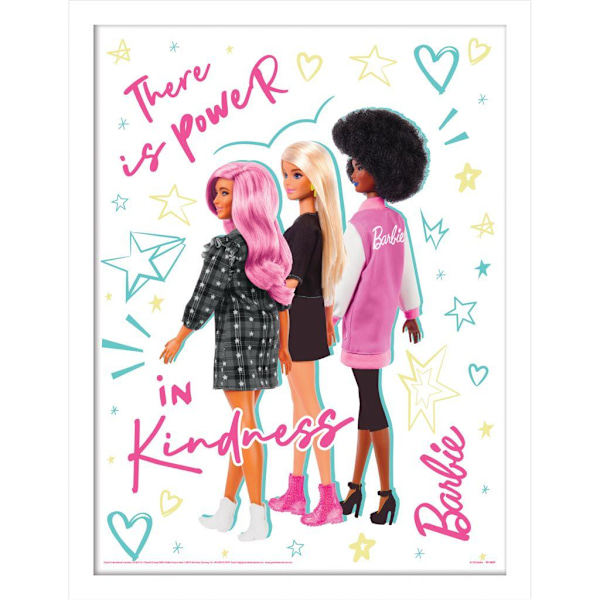 Barbie There Is Power In Kindness Inramad Poster 40cm x 30cm Whi White/Blue/Pink 40cm x 30cm